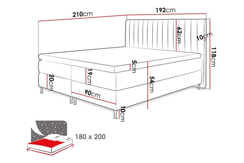 Elegantina Kontinentalseng 180x200 cm - Møbler - Senge - Kontinentalsenge