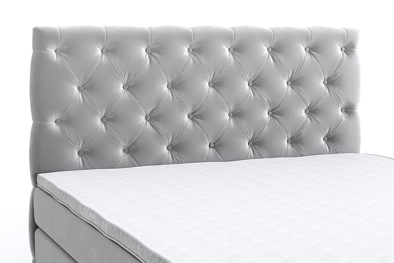 Hilton Lyx Velour Sengepakke 160x200 - Lysegrå - Møbler - Senge - Komplet sengepakke