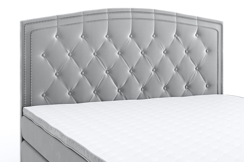 Hilton Lyx Velour Sengepakke 180x200 - Lysegrå - Møbler - Senge - Komplet sengepakke