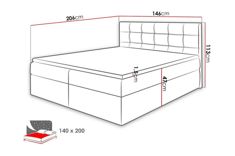 Kintore Kontinentalseng 140x200 cm - Beige - Møbler - Senge - Kontinentalsenge