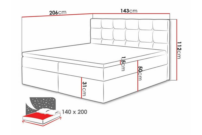 Kintore Kontinentalseng 140x200 cm - Beige/Lys beige - Møbler - Senge - Kontinentalsenge