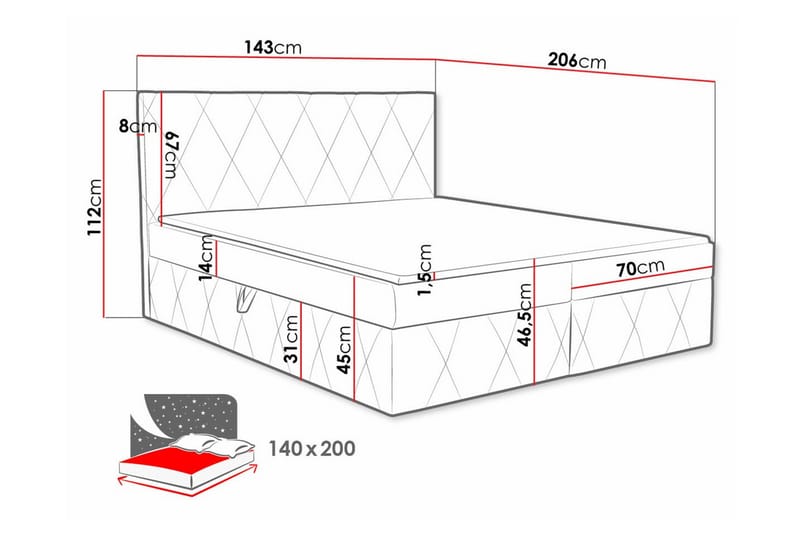 Kintore Kontinentalseng 140x200 cm - Lysebrun - Møbler - Senge - Kontinentalsenge