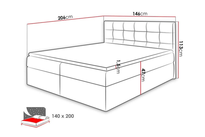 Kintore Kontinentalseng 140x200 cm - Lyserød - Møbler - Senge - Kontinentalsenge