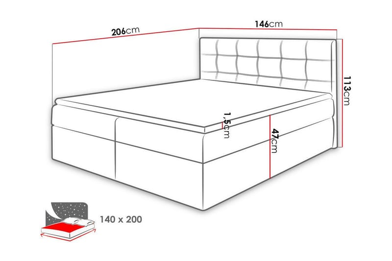 Kintore Kontinentalseng 140x200 cm - Mørkeblå - Møbler - Senge - Kontinentalsenge