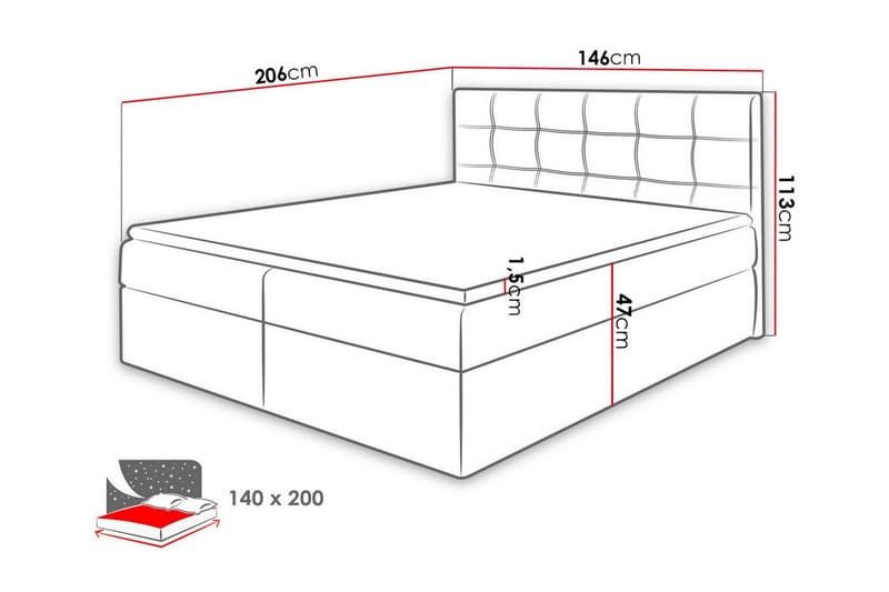 Kintore Kontinentalseng 140x200 cm - Mørkegrå - Møbler - Senge - Kontinentalsenge