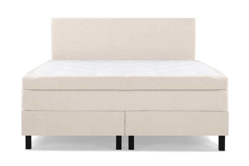 Lucky Komplet Sengepakke 160x200 Polyeter Glat Sengegavl - Beige - Møbler - Senge - Komplet sengepakke