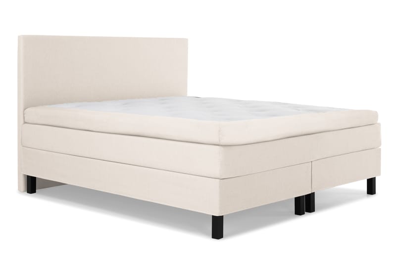 Lucky Komplet Sengepakke 160x200 Polyeter Glat Sengegavl - Beige - Møbler - Senge - Komplet sengepakke