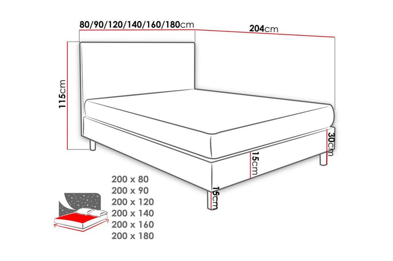 Lux Kontinentalseng 180x204 cm - Beige - Møbler - Senge - Kontinentalsenge