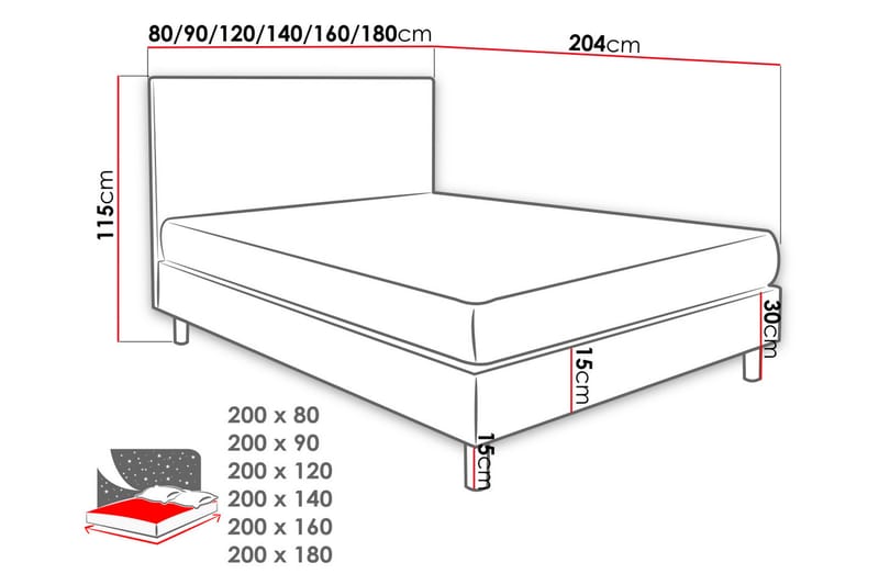 Lux Kontinentalseng 180x204 cm - Beige - Møbler - Senge - Kontinentalsenge