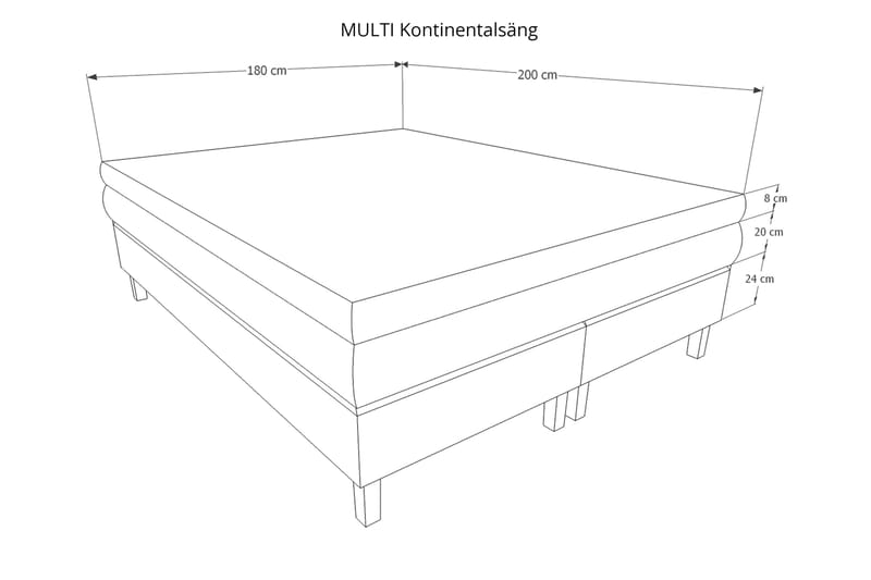 Mei Kontinentalseng 180x200 - lysegrå - Møbler - Senge - Kontinentalsenge