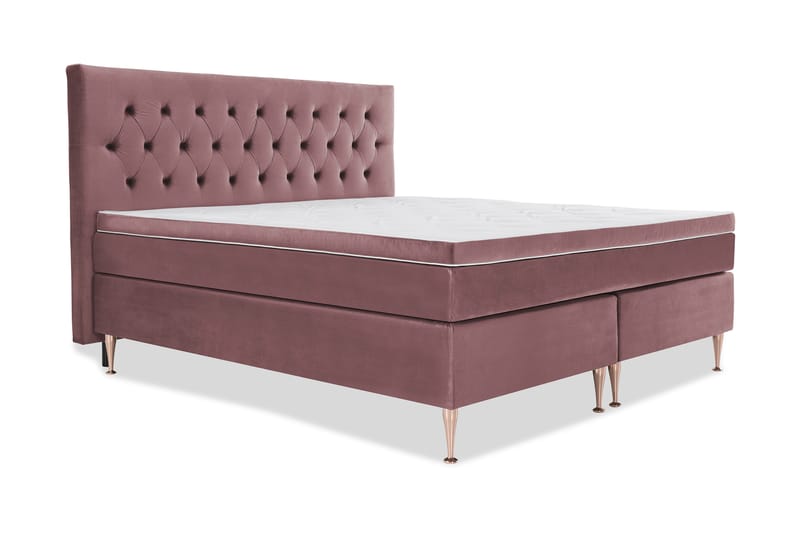 Royal Velvet Komplett Sengpakke 210x210 cm - Lyserød med Høje Rosében - Møbler - Senge - Komplet sengepakke