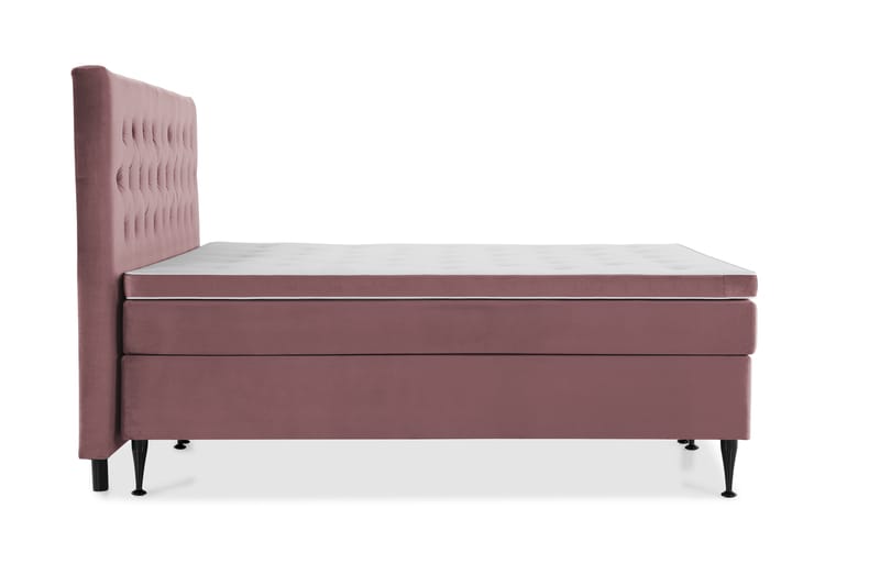 Royal Velvet Komplett Sengpakke 210x210 cm - Lyserød med Høje Sorte Ben - Møbler - Senge - Komplet sengepakke