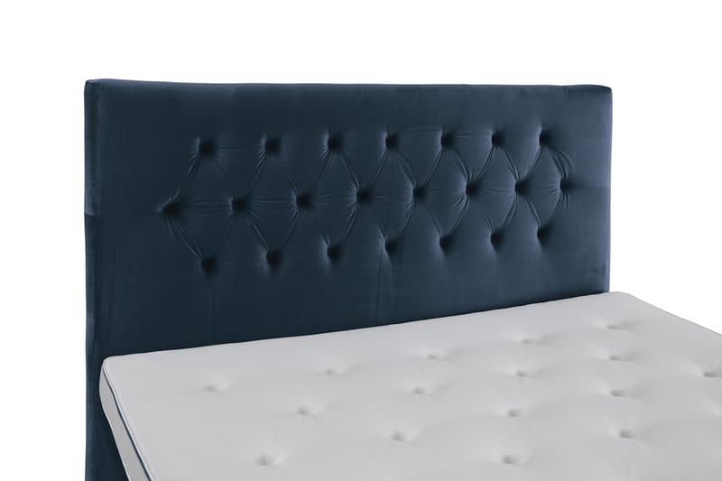 Royal Velvet Komplett Sengpakke 210x210 cm - Mørkeblå med Høje Sorte Ben - Møbler - Senge - Komplet sengepakke