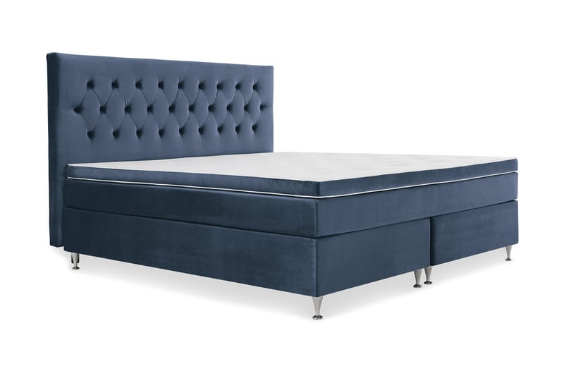 Royal Velvet Komplett Sengpakke 210x210 cm - Mørkeblå med Lave Sølvben - Møbler - Senge - Kontinentalsenge