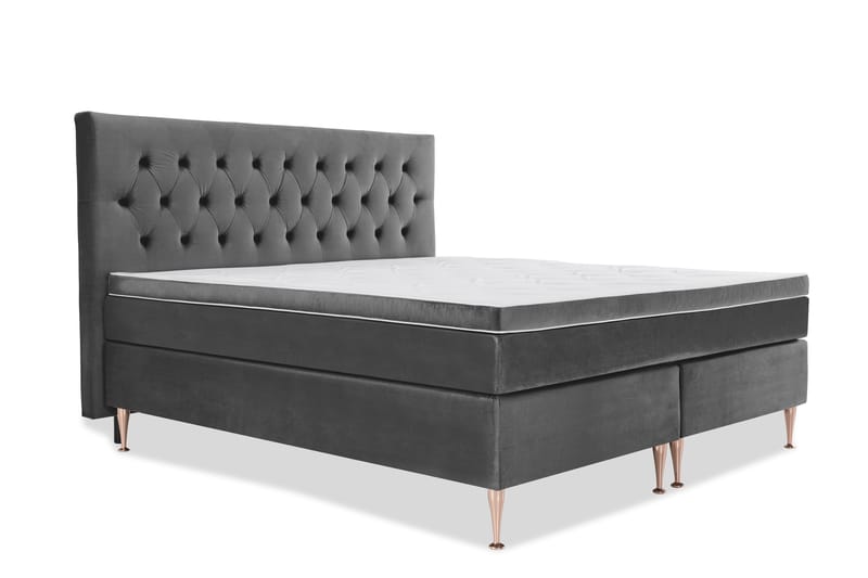 Royal Velvet Komplett Sengpakke 210x210 cm - Mørkegrå med Rosében - Møbler - Senge - Komplet sengepakke