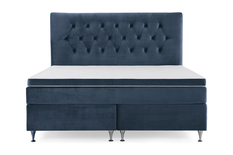 Royal Velvet Kontinentalseng 160x200 velour - mørkeblå - Møbler - Senge - Komplet sengepakke