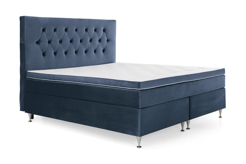 Royal Velvet Kontinentalseng 160x200 velour - mørkeblå - Møbler - Senge - Komplet sengepakke