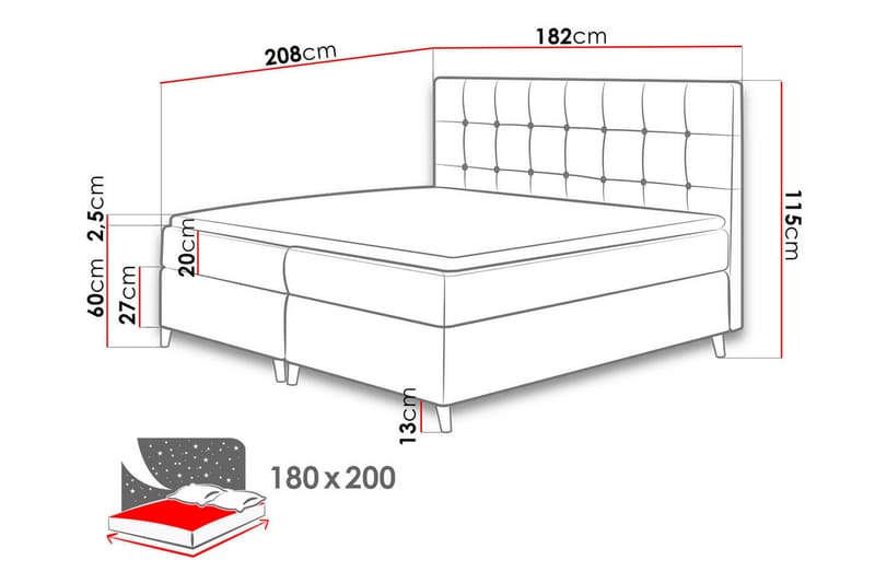 Sandham Kontinentalseng 200x200 cm - Mørkeblå - Enkeltsenge - Kontinentalsenge - Dobbeltsenge - Familieseng