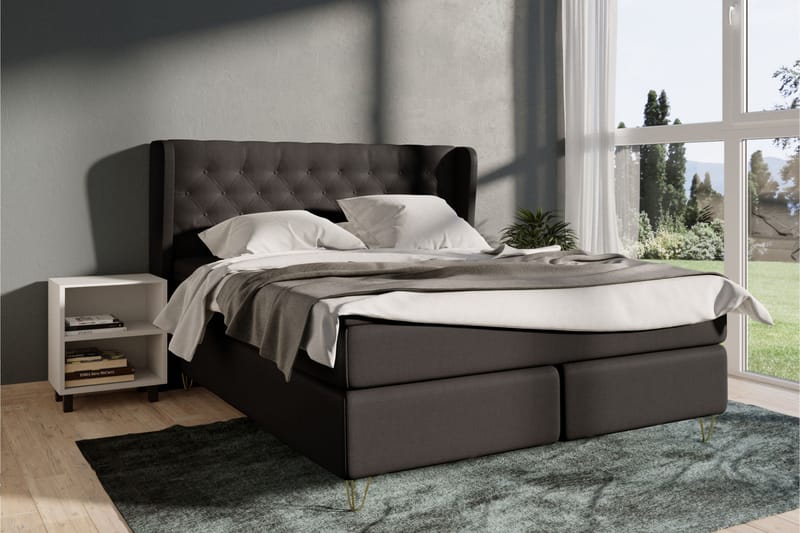 Select No 4 Komplet Sengepakke 180x200 Fast - Mørkegrå/Metal V-form - Komplet sengepakke - Kontinentalsenge - Dobbeltsenge