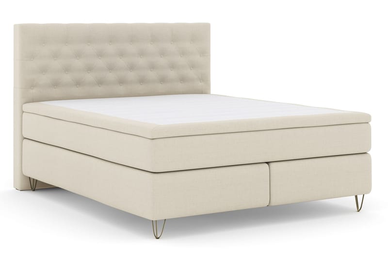 Select No 4 Komplet Sengepakke 180x200 Fast/Medium - Beige/Metal V-form - Møbler - Senge - Komplet sengepakke