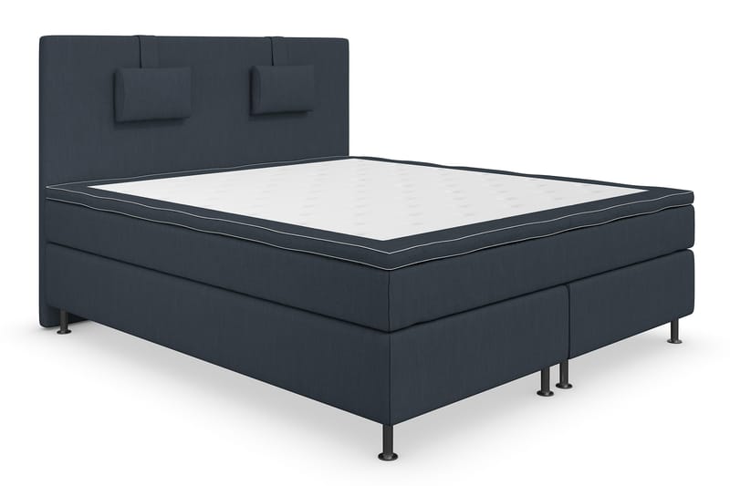 Superior Lyx Komplet Sengepakke 160 cm Mørkeblå - Sølv Ben - Komplet sengepakke - Kontinentalsenge - Dobbeltsenge