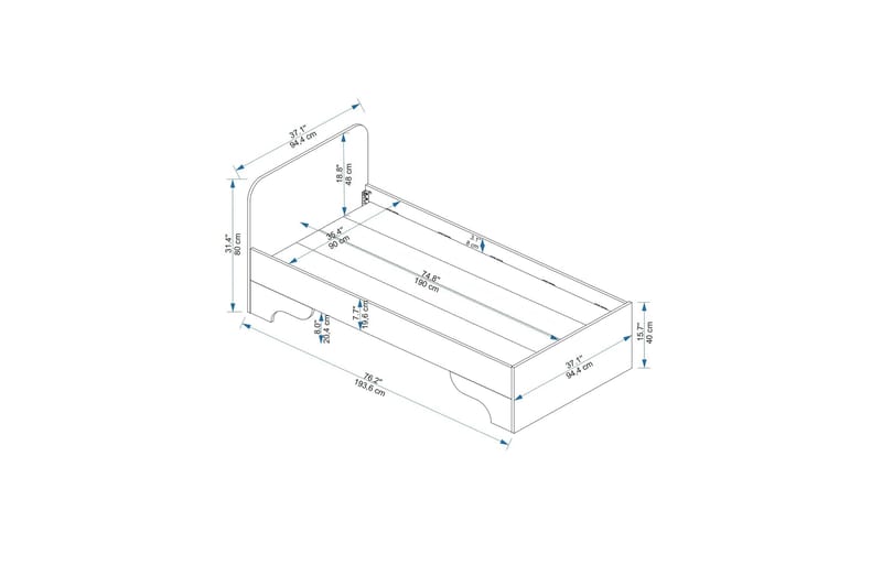 Luses Sengestel 94,4x194 cm - Brun - Møbler - Senge - Sengeramme & sengestel