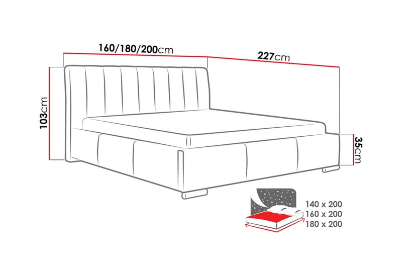 Milano Sengeramme 160x200 cm - Sort - Møbler - Senge - Sengeramme & sengestel