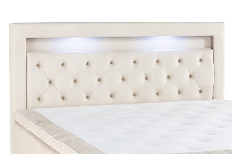 Alessia Opbevaringsseng med LED-belysning 160x200 - Beige - Møbler - Senge - Seng med opbevaring