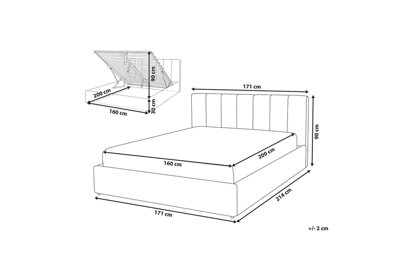 Dreuxa Opbevaringsseng 160x200 cm - Kunstlæder/Grå - Møbler - Senge - Seng med opbevaring - Dobbeltseng med opbevaring