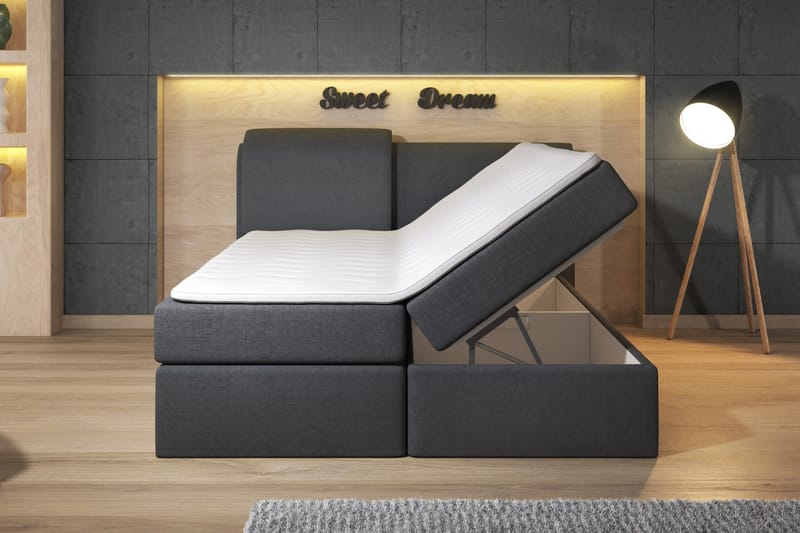 Owen Komplet Box Bed 160x200 Sort - Komplet sengepakke - Seng med opbevaring - Dobbeltsenge