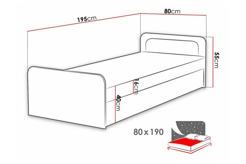 Abbeyfield Sengeramme 80x190 cm - Hvid - Møbler - Senge - Sengeramme & sengestel