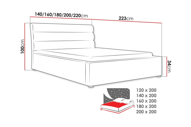 Adrianah Sengeramme 200x200 cm - Sort - Møbler - Senge - Sengeramme & sengestel