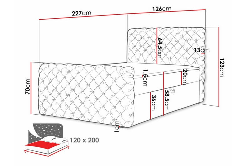 Almancil Sengeramme 120x200 cm - Sort - Møbler - Senge - Sengeramme & sengestel