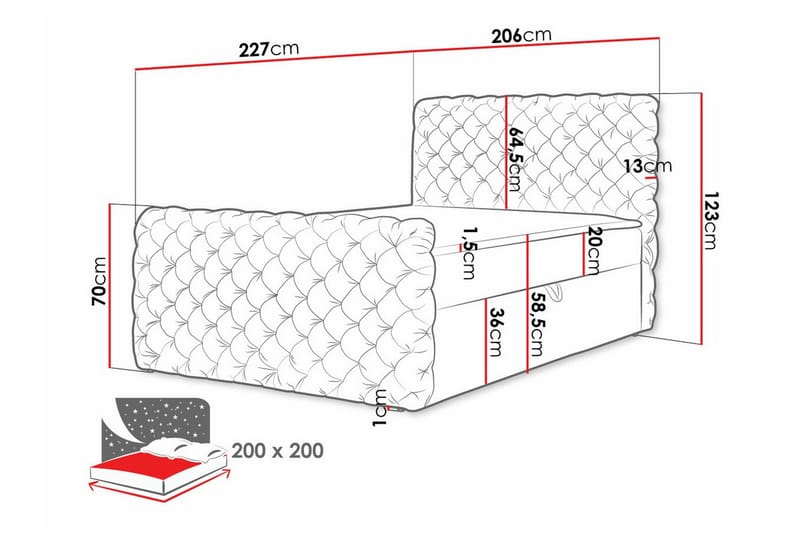 Almancil Sengeramme 200x200 cm - Sort - Møbler - Senge - Sengeramme & sengestel