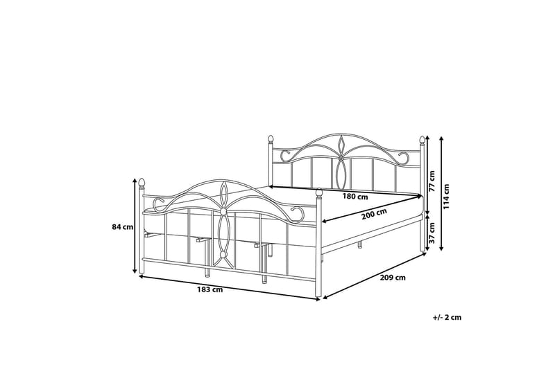 Antlia Dobbelt seng 180 | 200 cm - Sort - Møbler - Senge - Sengeramme & sengestel