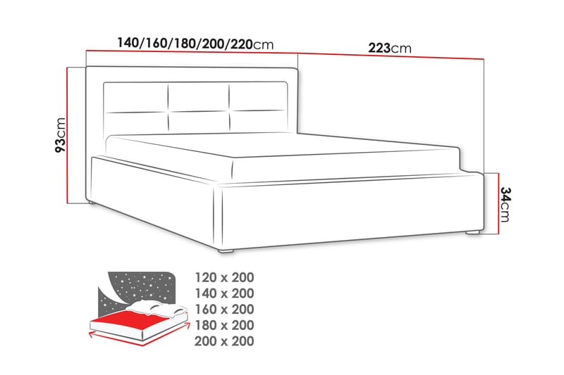 Axlunda Sengeramme 200x200 cm Metalramme - Sort - Møbler - Senge - Sengeramme & sengestel