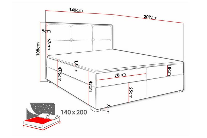 Bandon Sengeramme 140x200 cm - Beige - Møbler - Senge - Sengeramme & sengestel