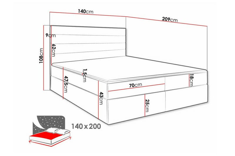 Bandon Sengeramme 140x200 cm - Beige - Møbler - Senge - Sengeramme & sengestel