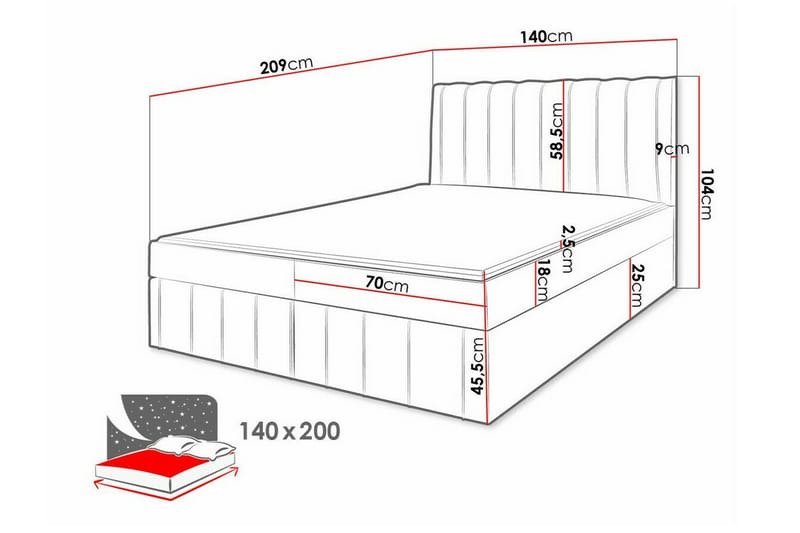 Bandon Sengeramme 140x200 cm - Beige - Møbler - Senge - Sengeramme & sengestel