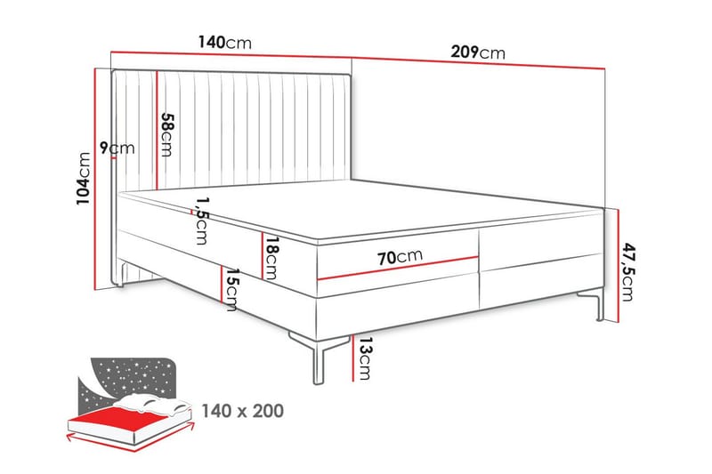 Bandon Sengeramme 140x200 cm - Beige - Møbler - Senge - Sengeramme & sengestel