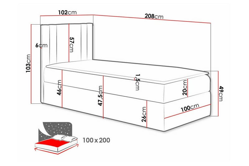 Betvallen Sengeramme 100x200 cm - Beige - Møbler - Senge - Sengeramme & sengestel