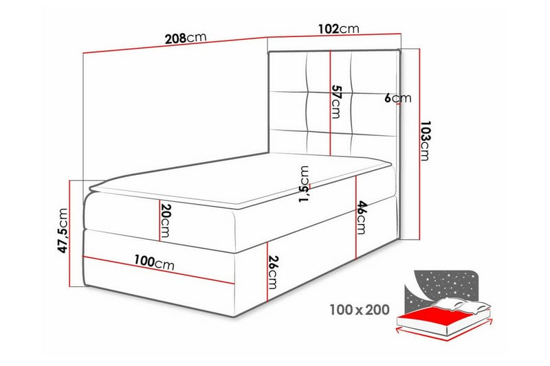 Boisdale Sengeramme 100x200 cm - Beige - Møbler - Senge - Sengeramme & sengestel