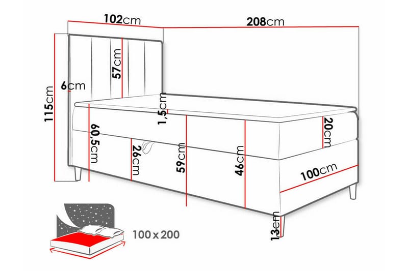 Boisdale Sengeramme 100x200 cm - Beige/Hvid - Møbler - Senge - Sengeramme & sengestel