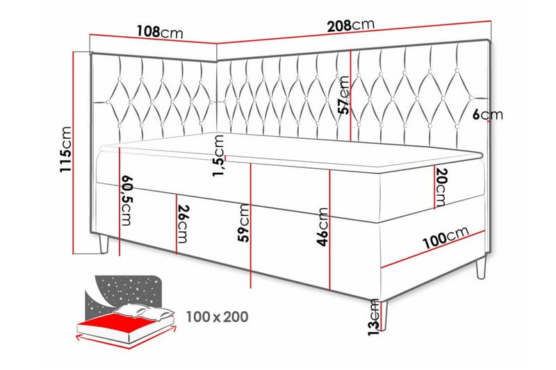 Boisdale Sengeramme 100x200 cm - Beige/Hvid - Møbler - Senge - Sengeramme & sengestel