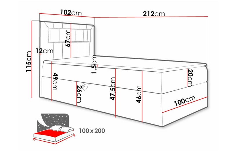 Boisdale Sengeramme 100x200 cm - Beige/Hvid - Møbler - Senge - Sengeramme & sengestel