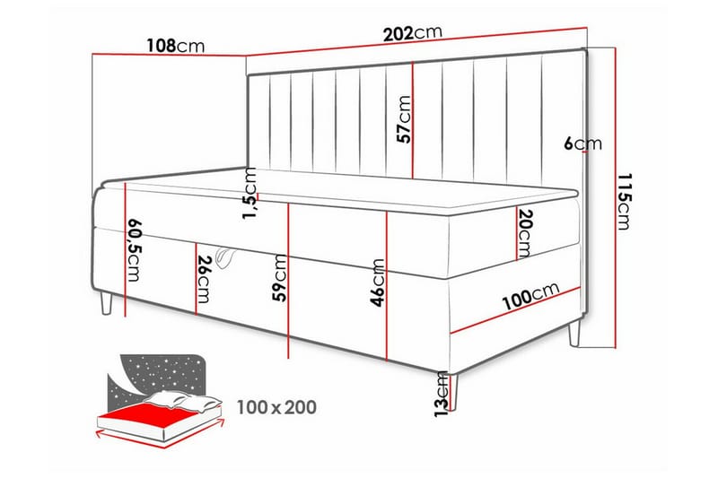 Boisdale Sengeramme 100x200 cm - Blå/Hvid - Møbler - Senge - Sengeramme & sengestel