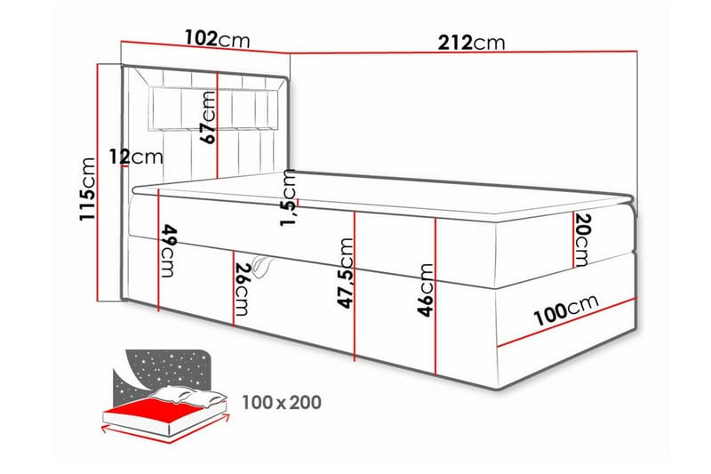 Boisdale Sengeramme 100x200 cm - Blå/Hvid - Møbler - Senge - Sengeramme & sengestel