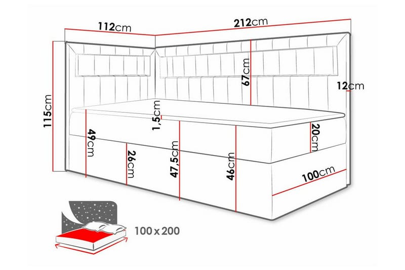 Boisdale Sengeramme 100x200 cm - Blå/Hvid - Møbler - Senge - Sengeramme & sengestel