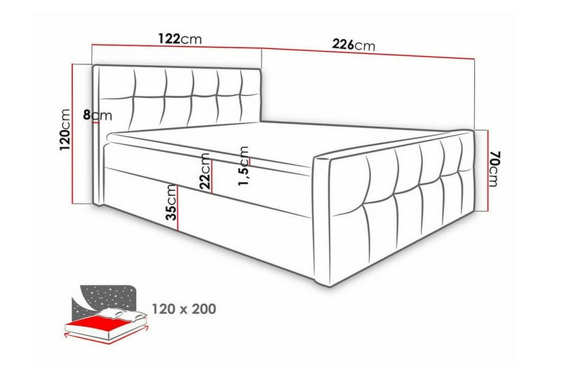 Boisdale Sengeramme 120x200 cm - Beige - Møbler - Senge - Sengeramme & sengestel