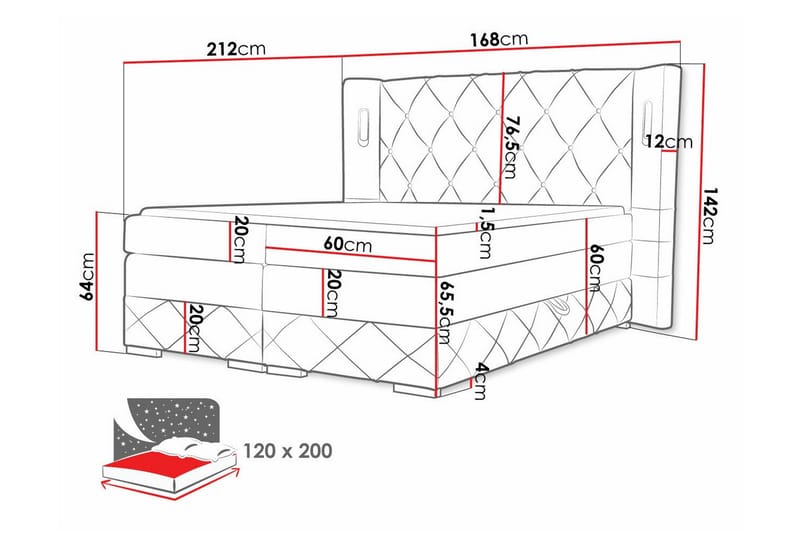 Boisdale Sengeramme 120x200 cm - Gul - Møbler - Senge - Sengeramme & sengestel